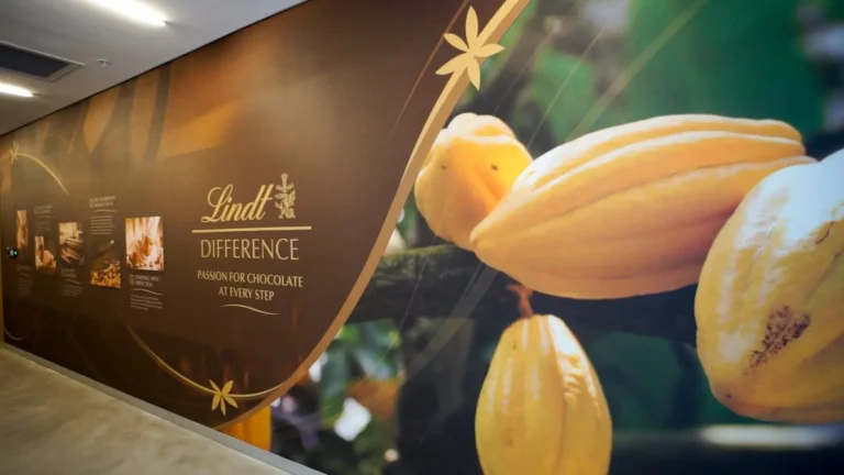 there is a large wall with a picture of a bunch of fruit