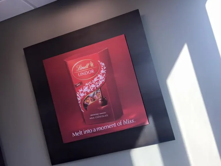 arafed chocolate bar on display in a store window