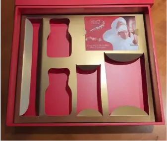 a close up of a box with a picture of a woman in a hat