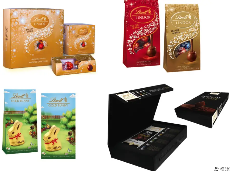 a group of chocolate boxes with different designs and designs