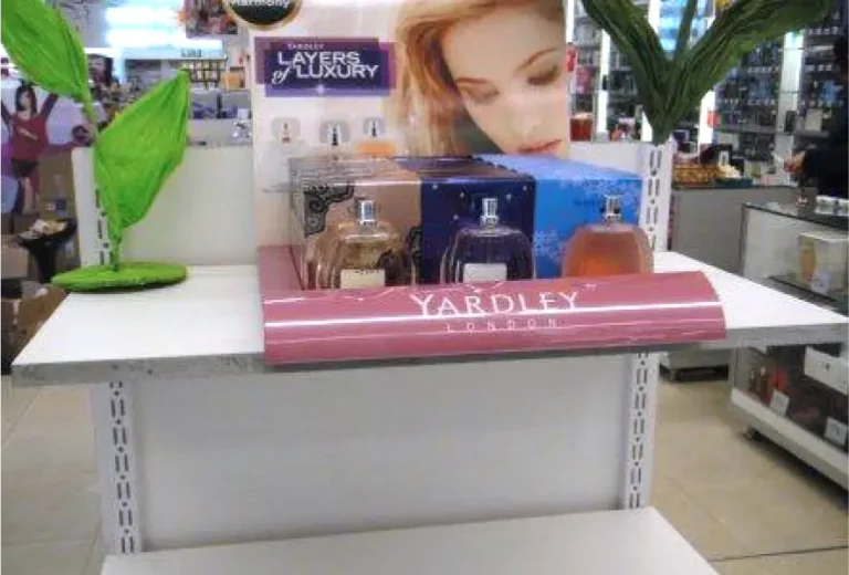 a close up of a display of perfumes in a store