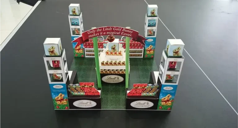 there is a display of various types of food on display