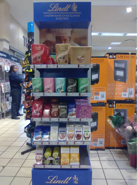 there is a display of various items in a store