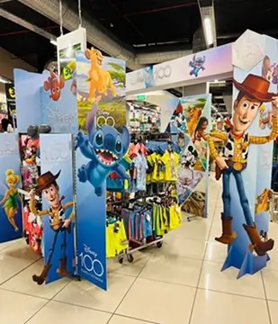 a close up of a toy store with a display of toys